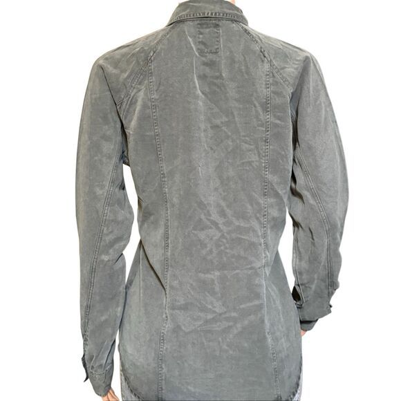 Women’s raglan long sleeve tencel button-down gray shirt top M - Picture 2 of 6